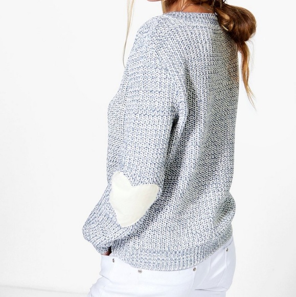 Boohoo Sweaters - Boohoo Harper Heart Elbow Patch Jumper Sweater